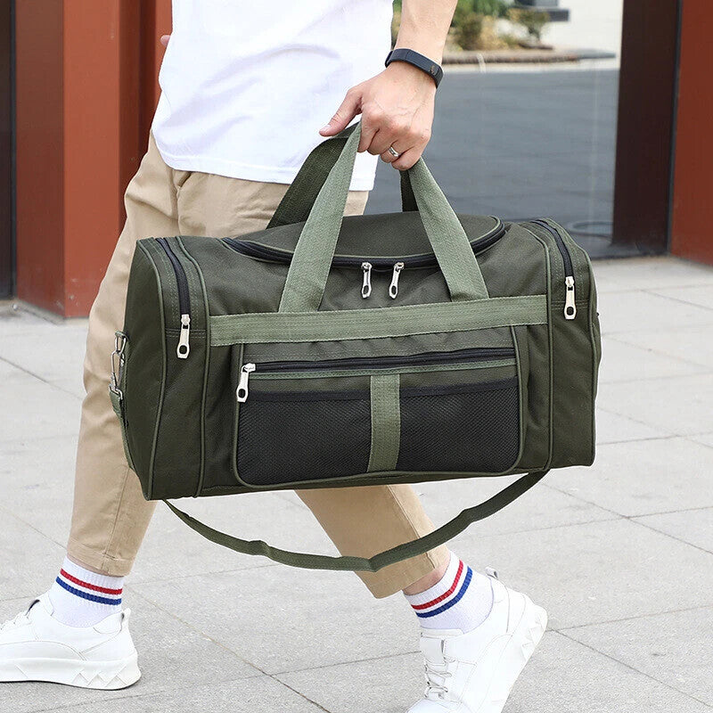 Green Mens Large Sports & Gym Holdall Bag SPORTS TRAVEL WORK EQUIPMENT DUFFLE UK