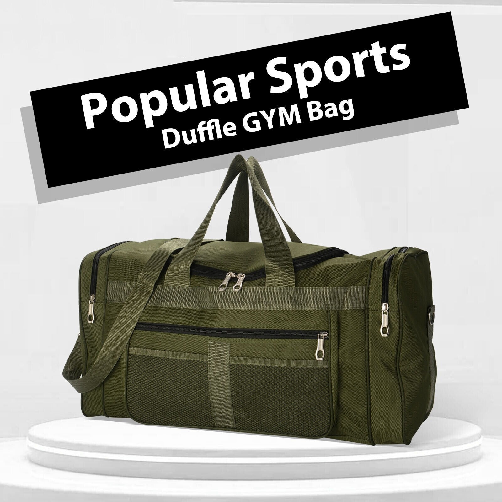 Green Mens Large Sports & Gym Holdall Bag SPORTS TRAVEL WORK EQUIPMENT DUFFLE UK