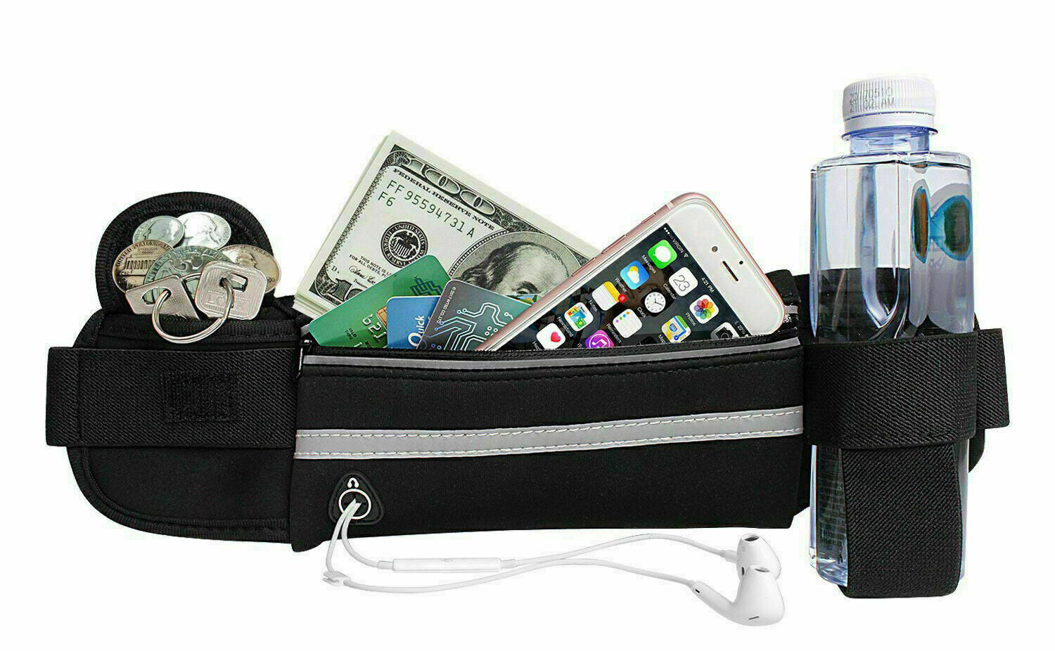 Zipped Sports Running Jogging Waist Travel Bum Bag Phone Keys Mobile Money Belt