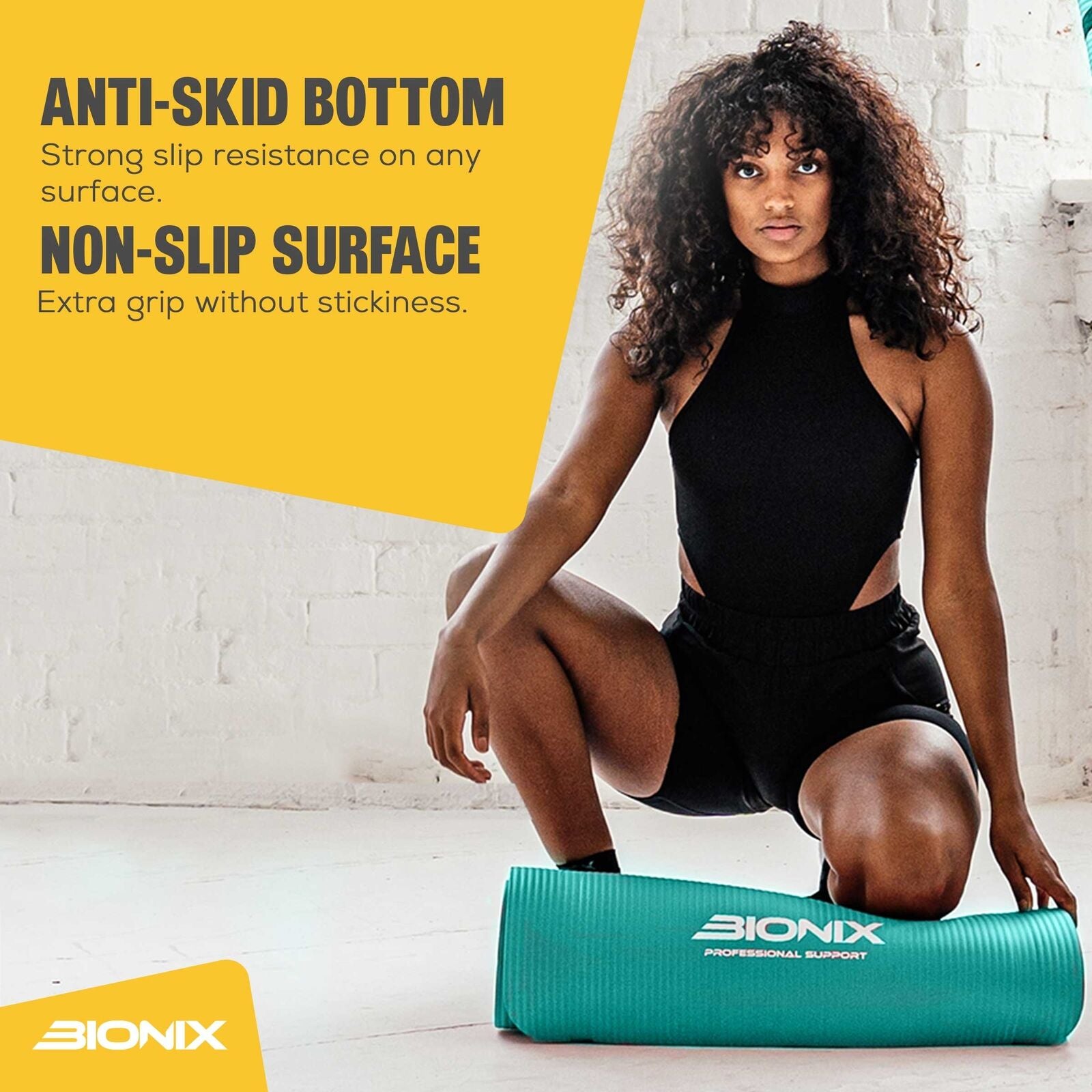 Yoga Mat Thick 10Mm Non Slip Gym Exercise Fitness Pilates Carry Strap NBR 183X62