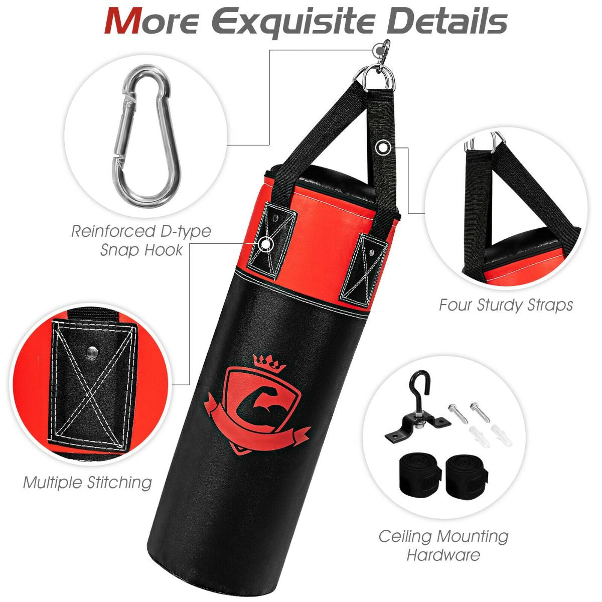 Kids Punch Bag with Hand Wraps and Wall Bracket for Workout