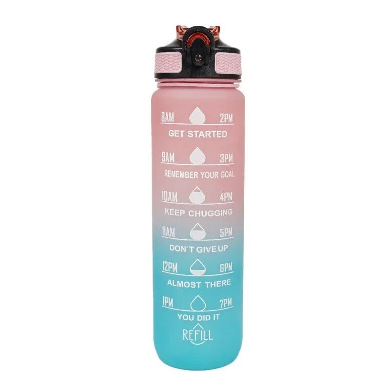 1000ML Capacity Sports Water Bottle Motivational Leak Proof Gym & Sports Drink