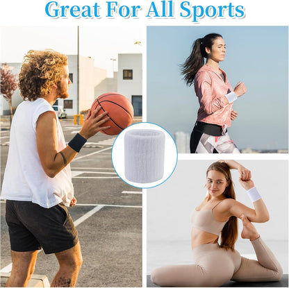 4 Pack Sweatbands Sports Wristband Cotton Sweat Band for Men and Women, Good For