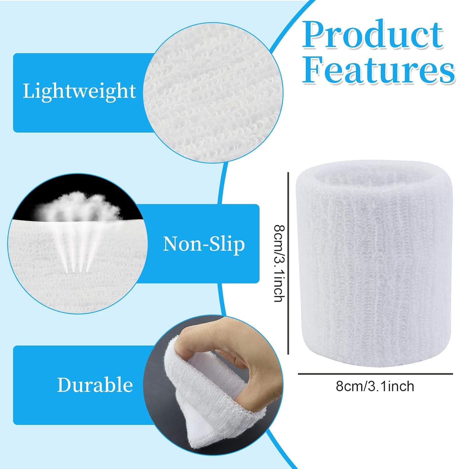 4 Pack Sweatbands Sports Wristband Cotton Sweat Band for Men and Women, Good For