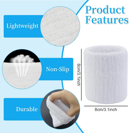 4 Pack Sweatbands Sports Wristband Cotton Sweat Band for Men and Women, Good For