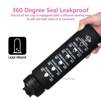 1000ML Capacity Sports Water Bottle Motivational Leak Proof Gym & Sports Drink