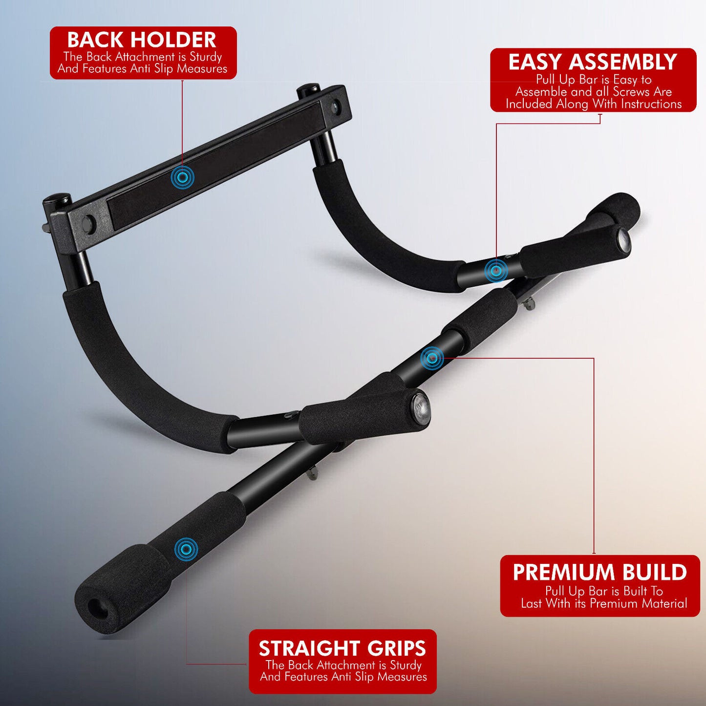 Pull up Bar Doorway Chin up Bar Fitness Home Gym Exercise Strength Work Out Dips