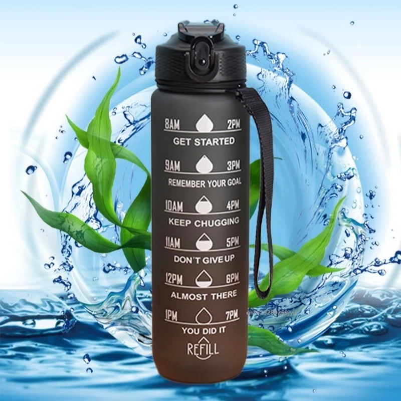 1000ML Capacity Sports Water Bottle Motivational Leak Proof Gym & Sports Drink