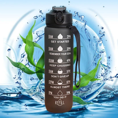 1000ML Capacity Sports Water Bottle Motivational Leak Proof Gym & Sports Drink