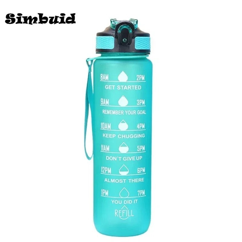 1000ML Capacity Sports Water Bottle Motivational Leak Proof Gym & Sports Drink